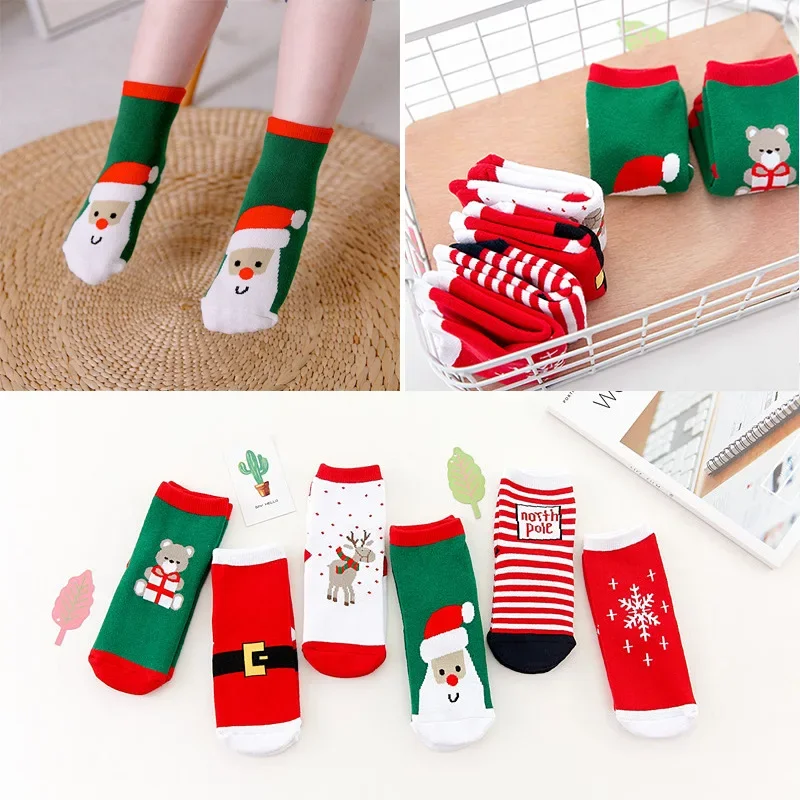 2022 Hot Children\'s Christmas Terry Socks Plush Thick Warm Omfortable Cartoon Santa Snowflake Baby Boys and Girls Med Tube Sock