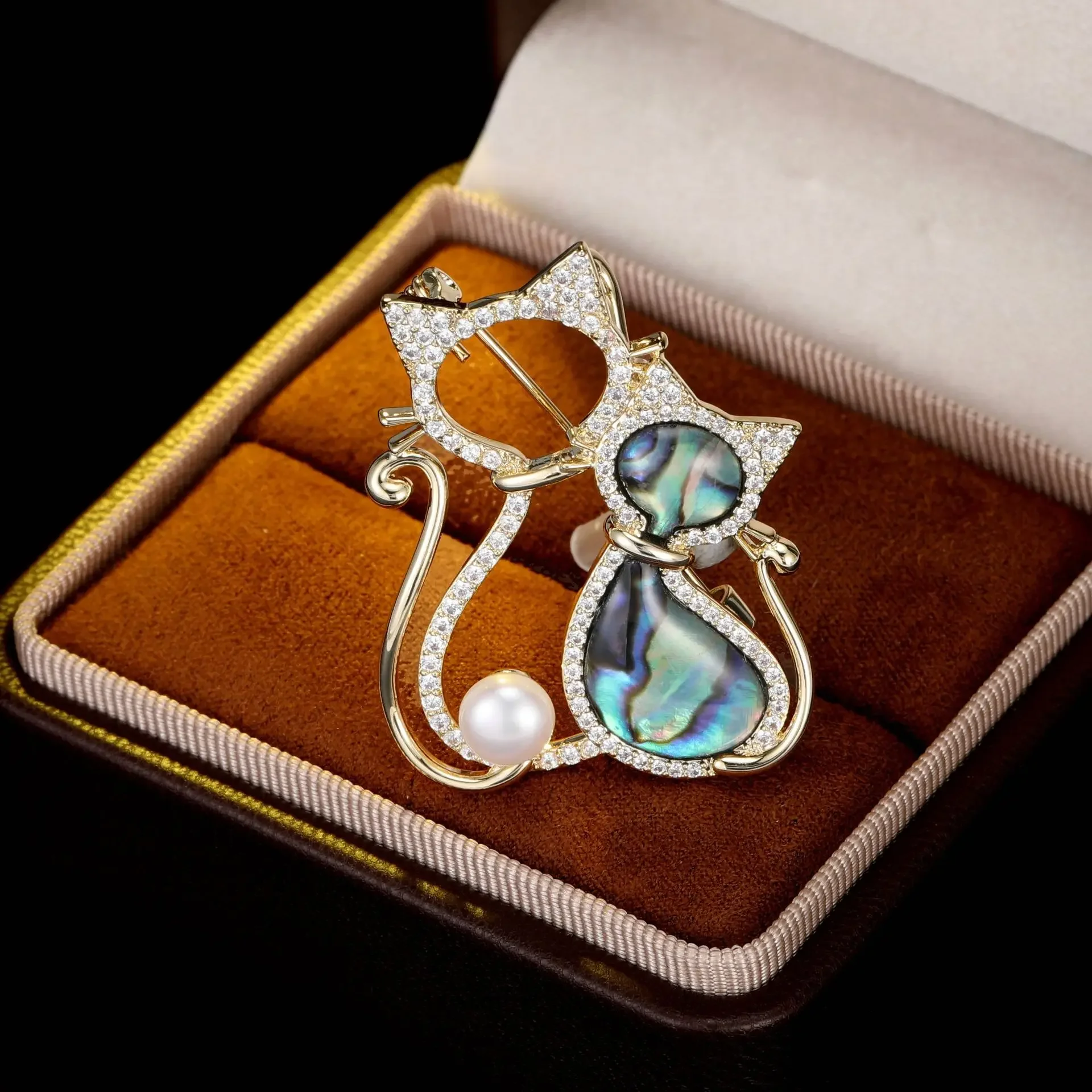 Легкая роскошь, креативный, милый кот, игла морского ушка, женские изысканные, модные и элегантные аксессуары для костюма.