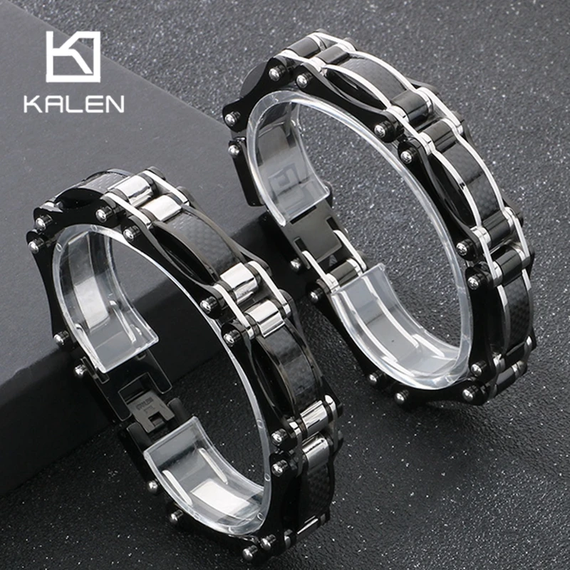 KALEN 15MM Domineering Bicycle Chain Bracelet For Men Punk Stainless Steel Party Jewelry Gold Color Male Charm Gift Wholesale