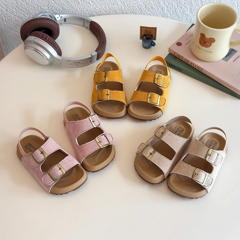 

2025 Summer New Children Casual Sandals for Girls Fashion Korean Style Soft Bottom Anti-slippery Versatile Open-toe Beach Shoes