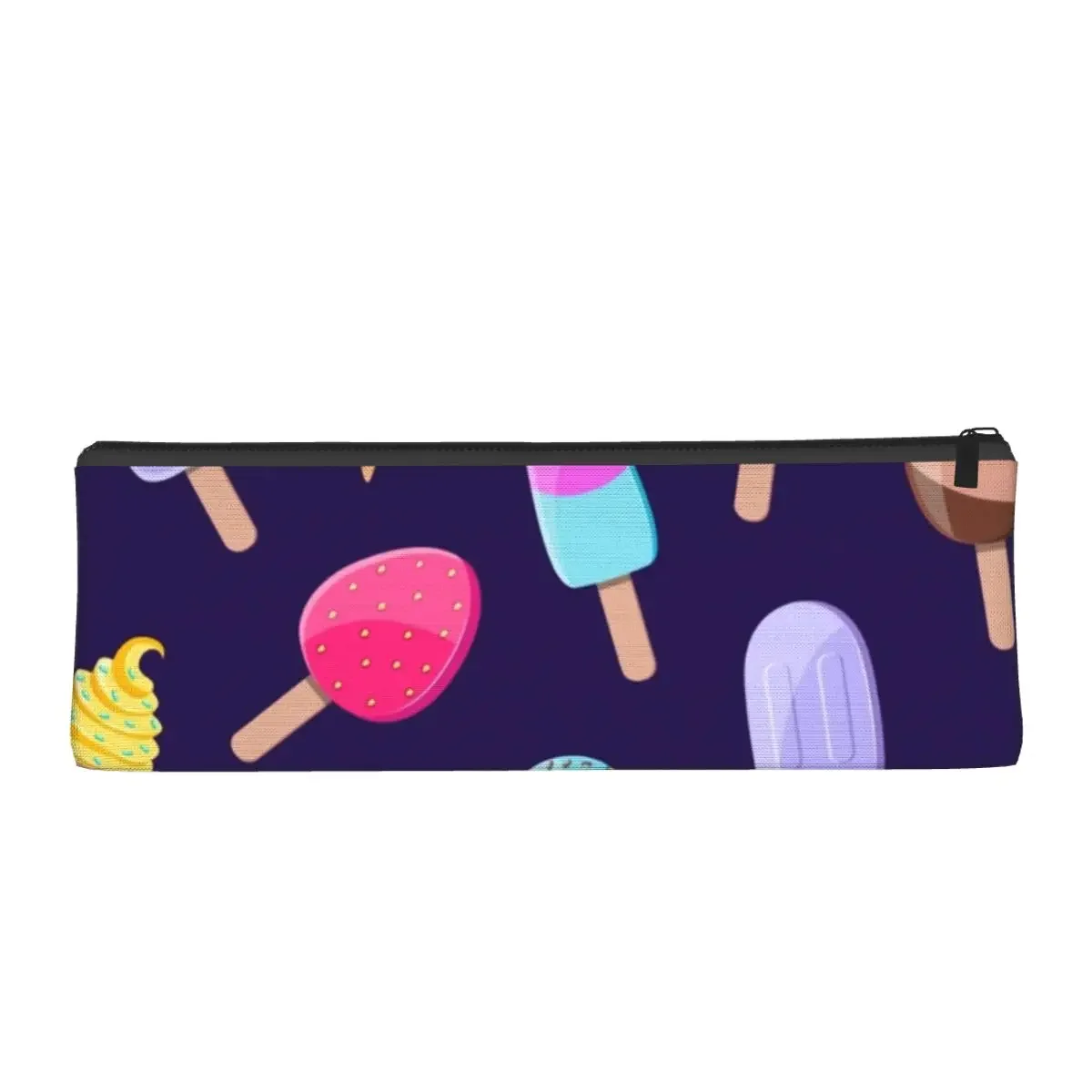 Colorful Ice Cream Pattern Triangle Pencil Case Cartoon Food Girls Boys Kawaii  Box Back to School Zipper Pen Pouch