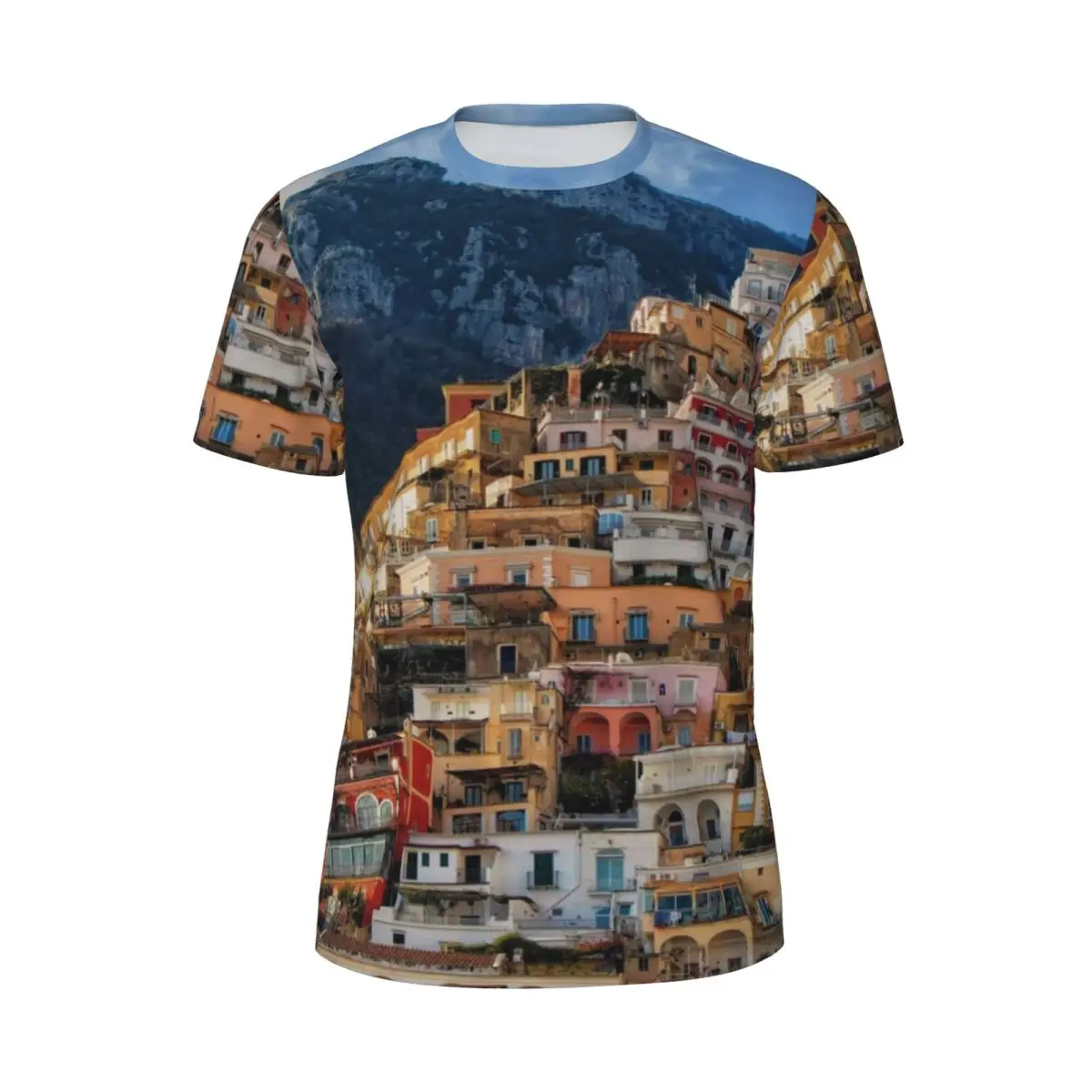 

Architecture Mountains Gym T-Shirt Beach Italy Positano Awesome T Shirts Harajuku Tshirt For Man Graphic Top Tees Plus Size 6XL