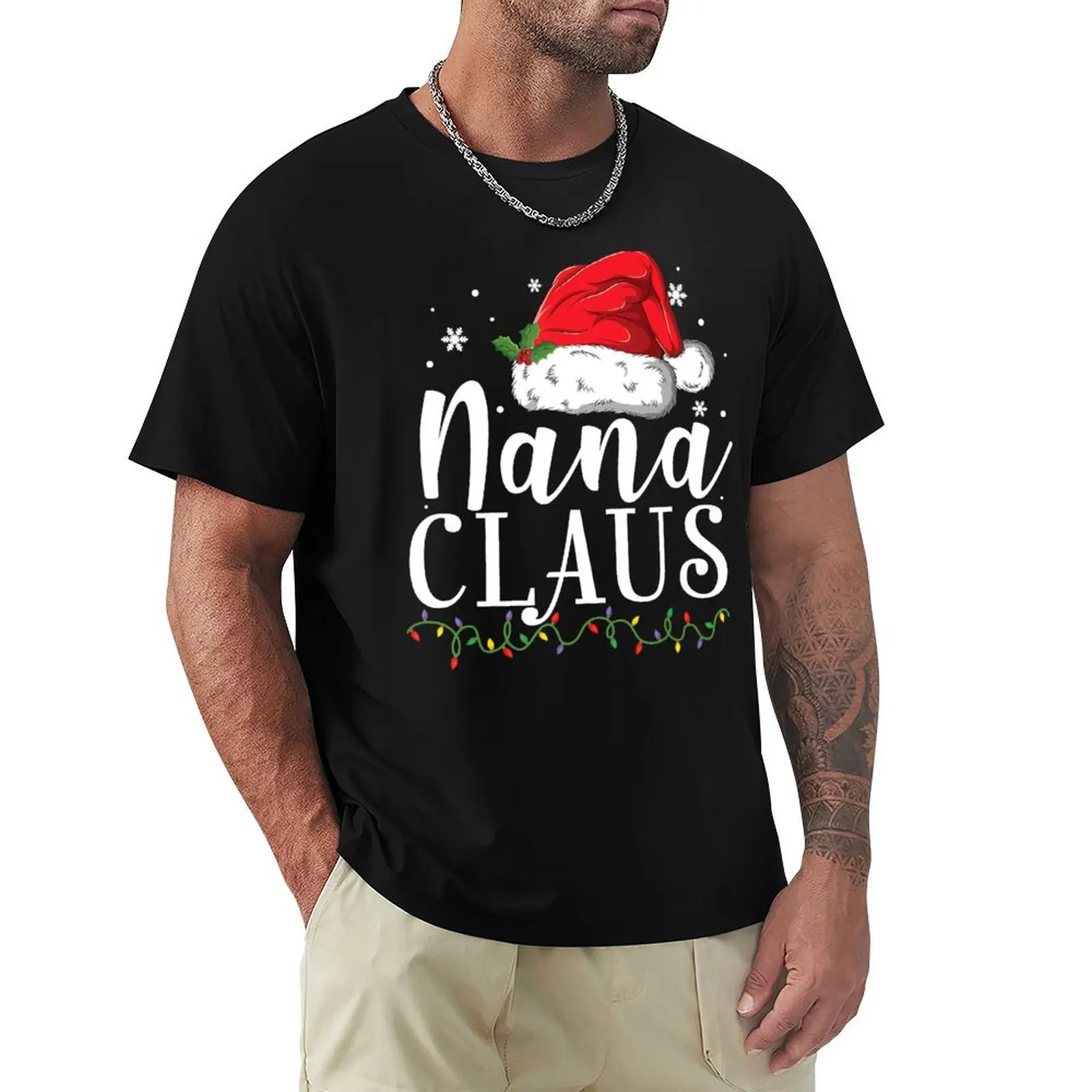 

Nana Claus Christmas Pajamas Santa T-Shirt Casual Loose Fit Summer Tee Shirt