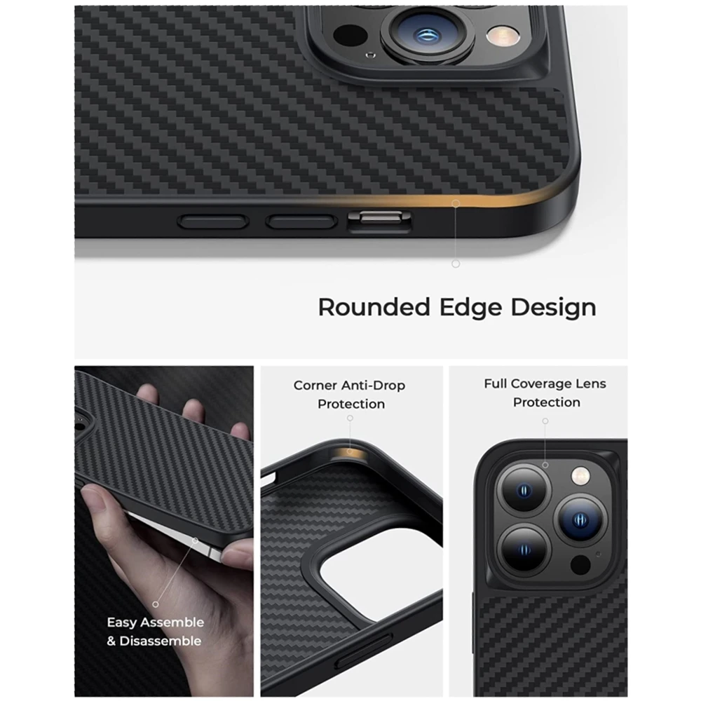 Designed for iPhone 13 14 Pro Max Plus  Aramid Fiber Case， Built with magnetic Case