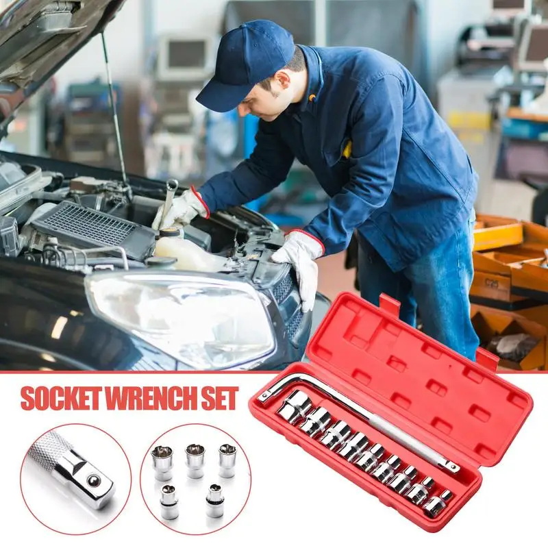 Socket Wrench Set 1/2inches Drive Socket Set 10Piece Wrench Set Quick-Release Mechanics Hand Tool Kit Socket Adapter For Cycle