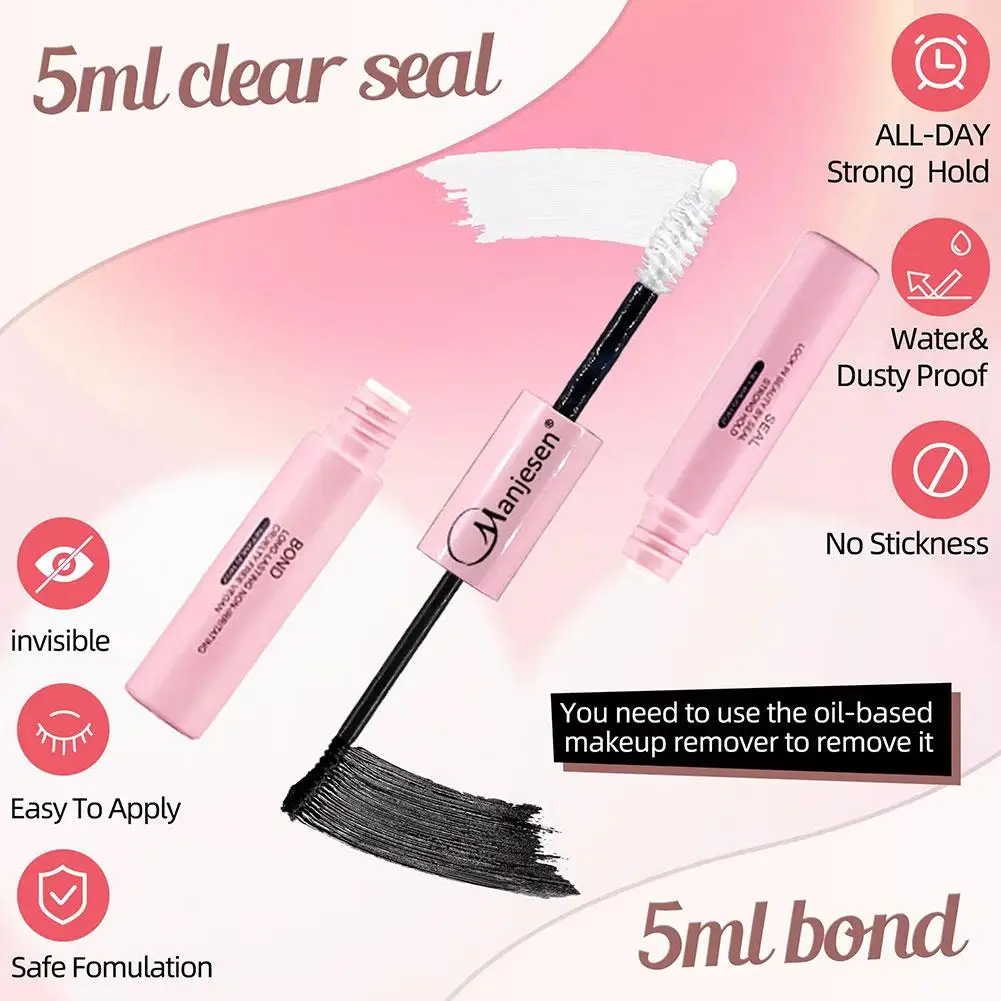 Bond And Seal Double Head False Eyelash Black Glue Non-smudged & Strong Hold Eyelash Glue Sealer For False Lash Practice U1B3