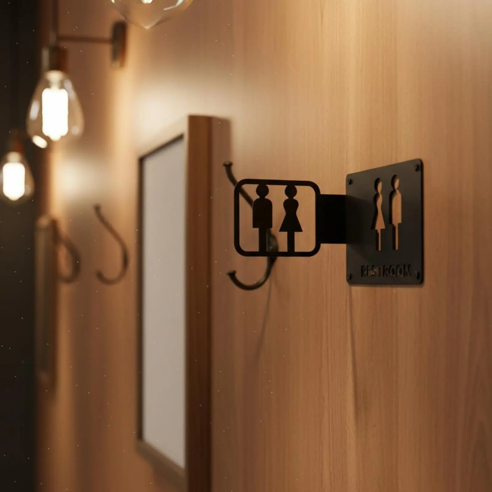 Metal Outline Toilet Sign Weather Resistant Double Sided Restroom Sign All-Gender Toilet Plaque Long-Lasting High Contrast