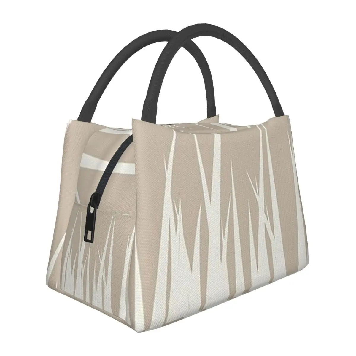 Grass Minimalist Botanical Boho Beige Insulated Lunch Bag for Women Picnic Storage Food Boxes Portable Cooler Thermal Lunch Box