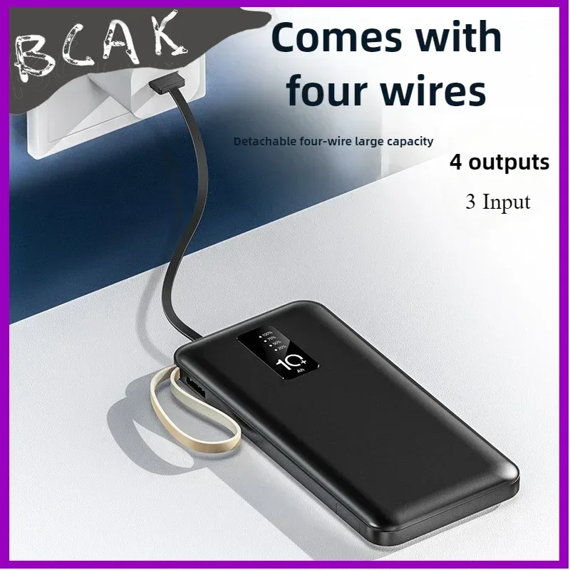 

Quality BCAK Mobile Phone Power Bank 20000mAh Self-contained Cable Fast Charging Large Capacity Mini Portable Mobile Power Suppl