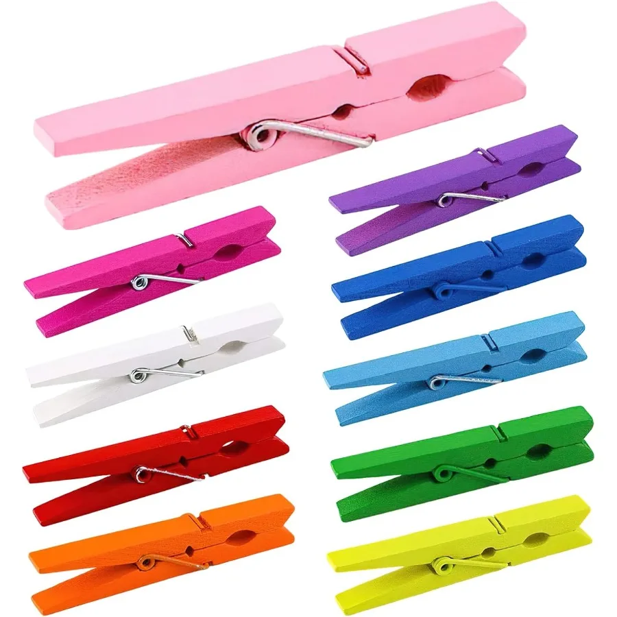 

Clothes Pins Colored Clothespins 50 PCS 2.9" tural wood Close Pins Strong Grip Colorful Clothespins Multi-Purpose Colored Cloth