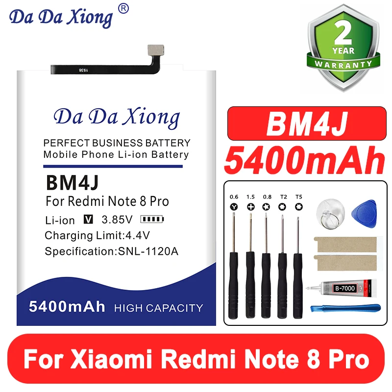 100% New 5400mAh Battery BM4J For Xiaomi Redmi Note8 Pro/Redmi 8 Pro Phone Battery+Tools