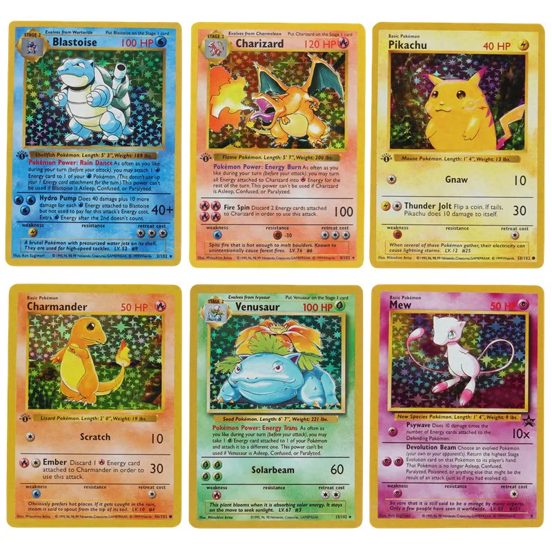 151Pcs/Box 1996 first generation Pokémon card rare Charizard Pikachu Mewtwo Blastoise Collecting card toys english version