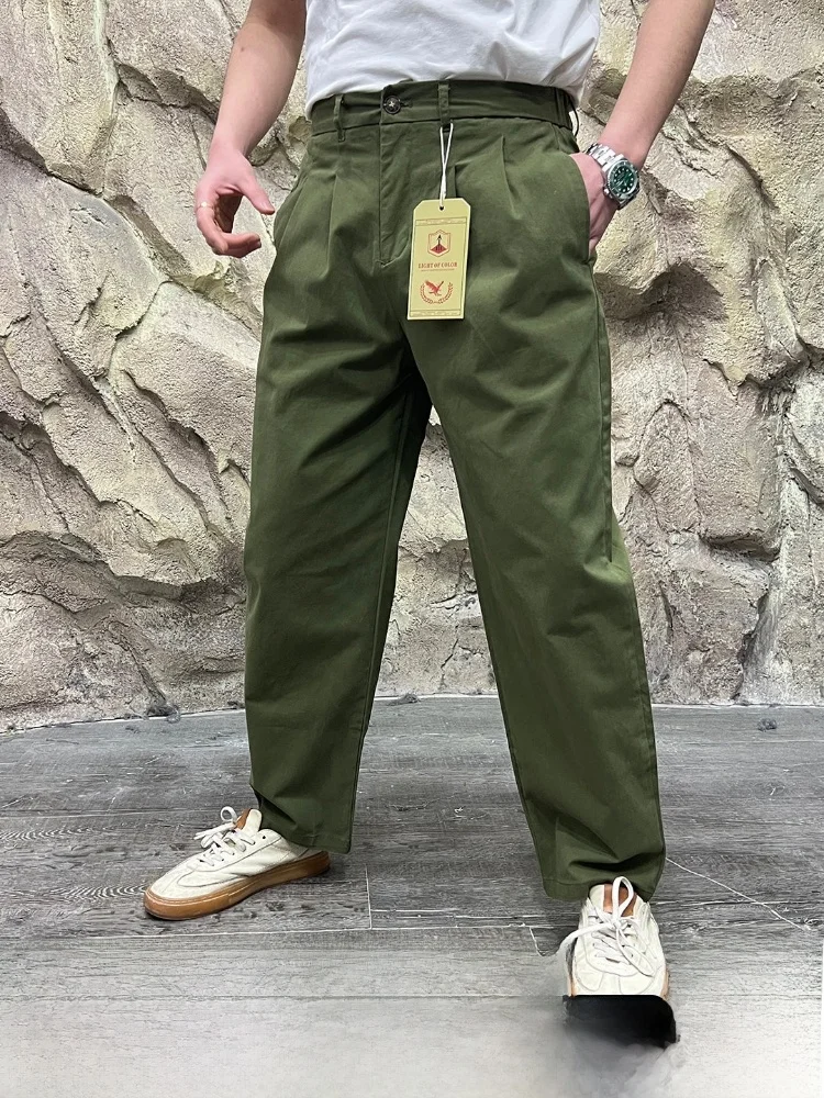 

Waed Pure Cotton Casual Pants 3D Cutting Wide Leg Workwear Youth Spring Summer Loose Fit Trousers Casual Straight Leg Pants