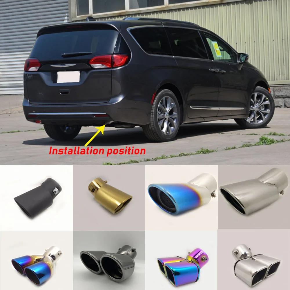 For Chrysler Pacifica 2016 2017 2018 2019 Car Stickers Muffler Exterior Back End Pipe Dedicate Exhaust Tip Tail Outlet Ornament