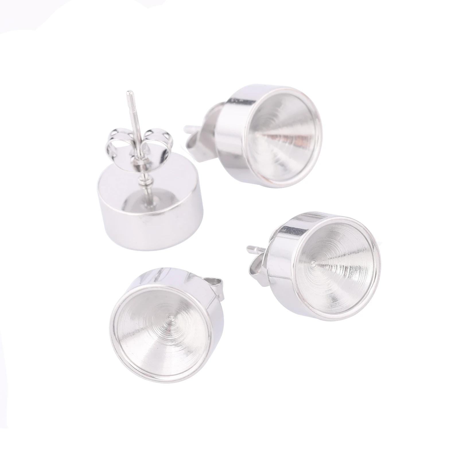 10pcs Stainless Steel Gold Plated Post Earring Bezel Setting Blanks Studs For ss39 Gem Stones Diy Jewelry Making Supplies image 3