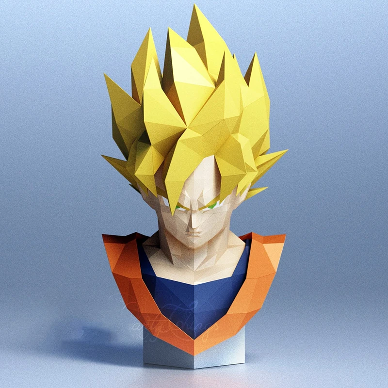 73cm SonGoku Bust Sculpture Paper Model DragonBallZ Anime Figures Papercraft 3D DIY Hand Made Toy Home Decor Desk Decoration