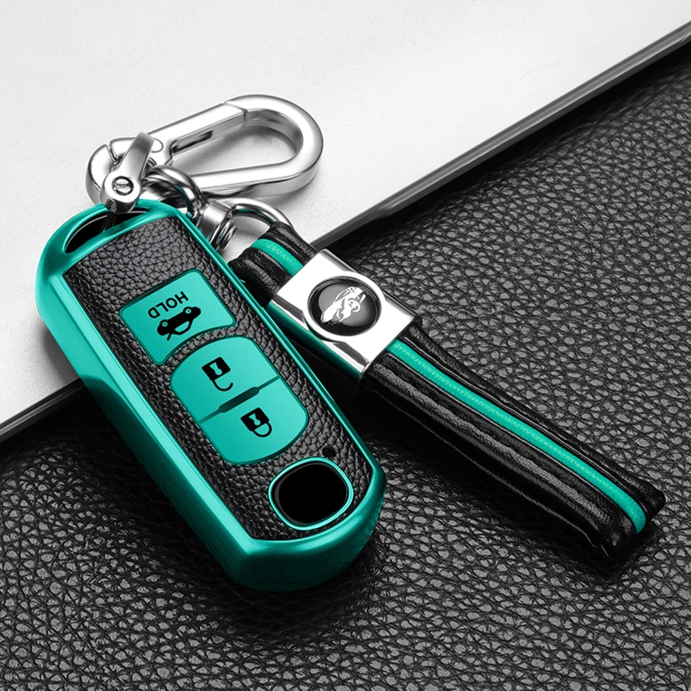 For Mazda 2 3 5 6 Axela Atenza Demio CX-3 CX5 CX-7 CX-9 MX-5 Leather TPU Car Key Cover Case Bag Keychain Protector Accessories