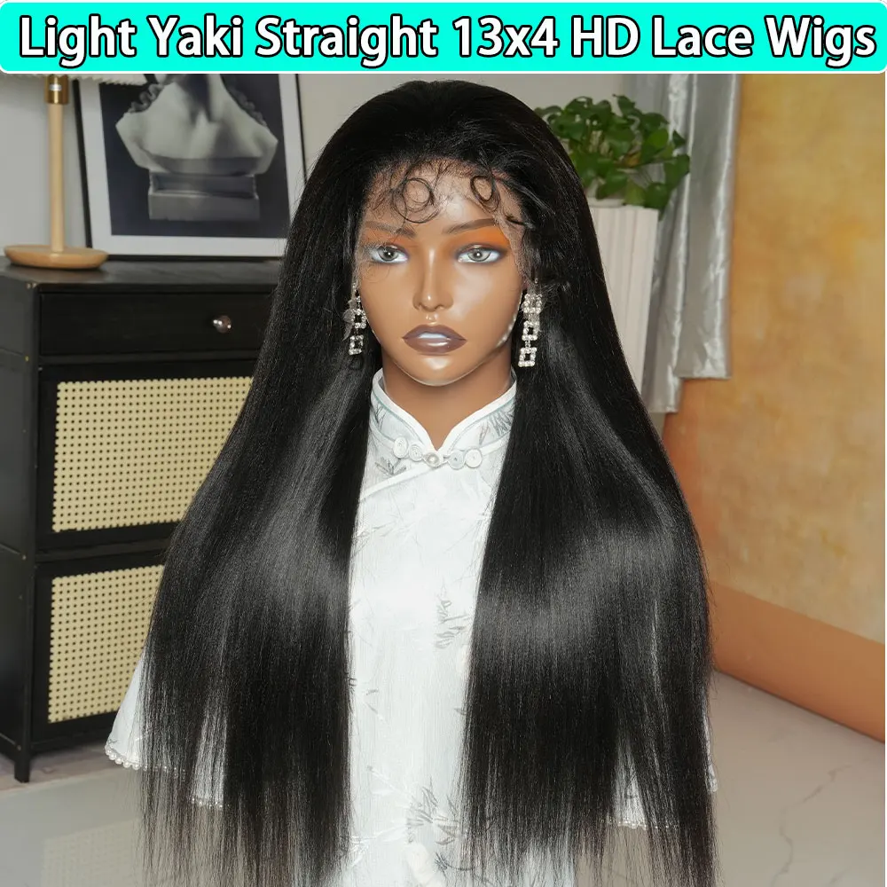 

Парик из 100% вьетнамских человеческих волос 13x4 Light Yaki Straight HD Lace Front с эффектом Baby Hair, парик Kinky Straight HD Lace Frontal