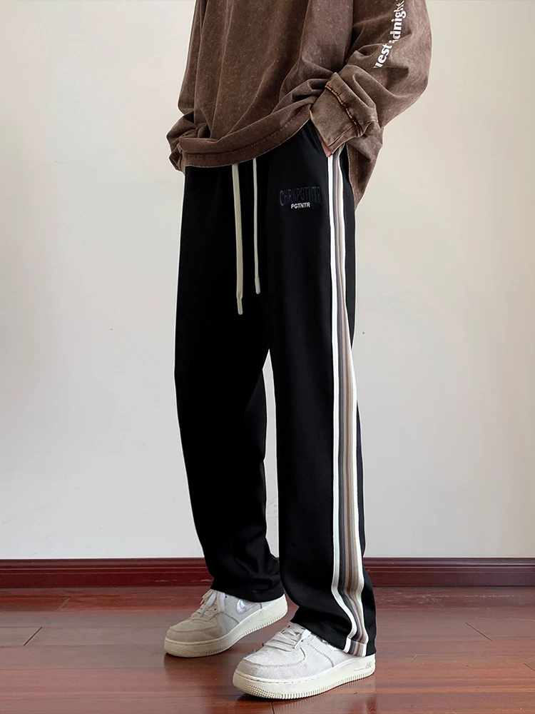 

Loose Straight American Striped Men's Casual Long Pants Spring Autumn Faion Brand Sport Sweatpants Youth Active Sle