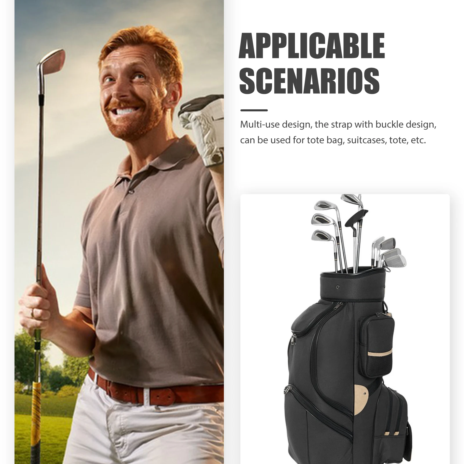 

Adjustable Padded Shoulder Strap For Golf Bag Replacement Wide Polyester Belt Carry Accessories Universal Fit For Tote Suitcase
