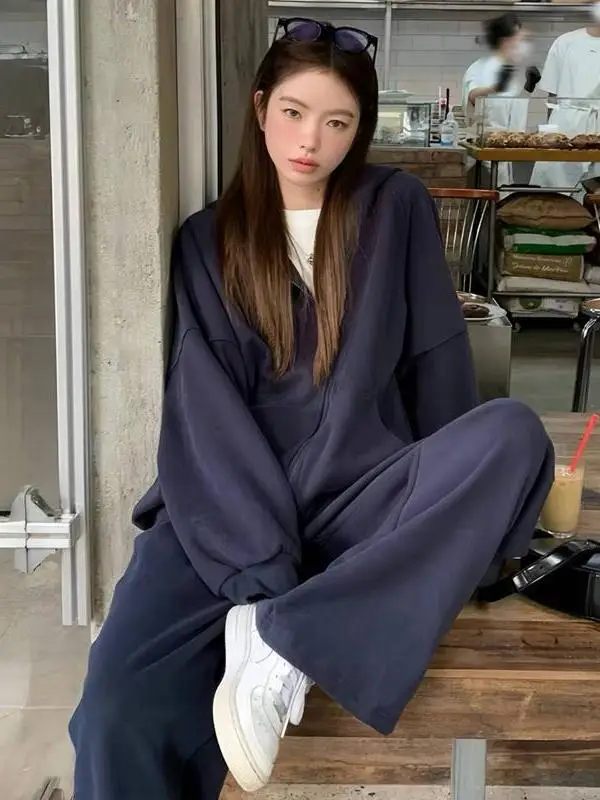 

2026 Spring Autumn New Women's Loose American Style Sportswear Set High Street Casual Hoodie Two Piece Set Premium Quality