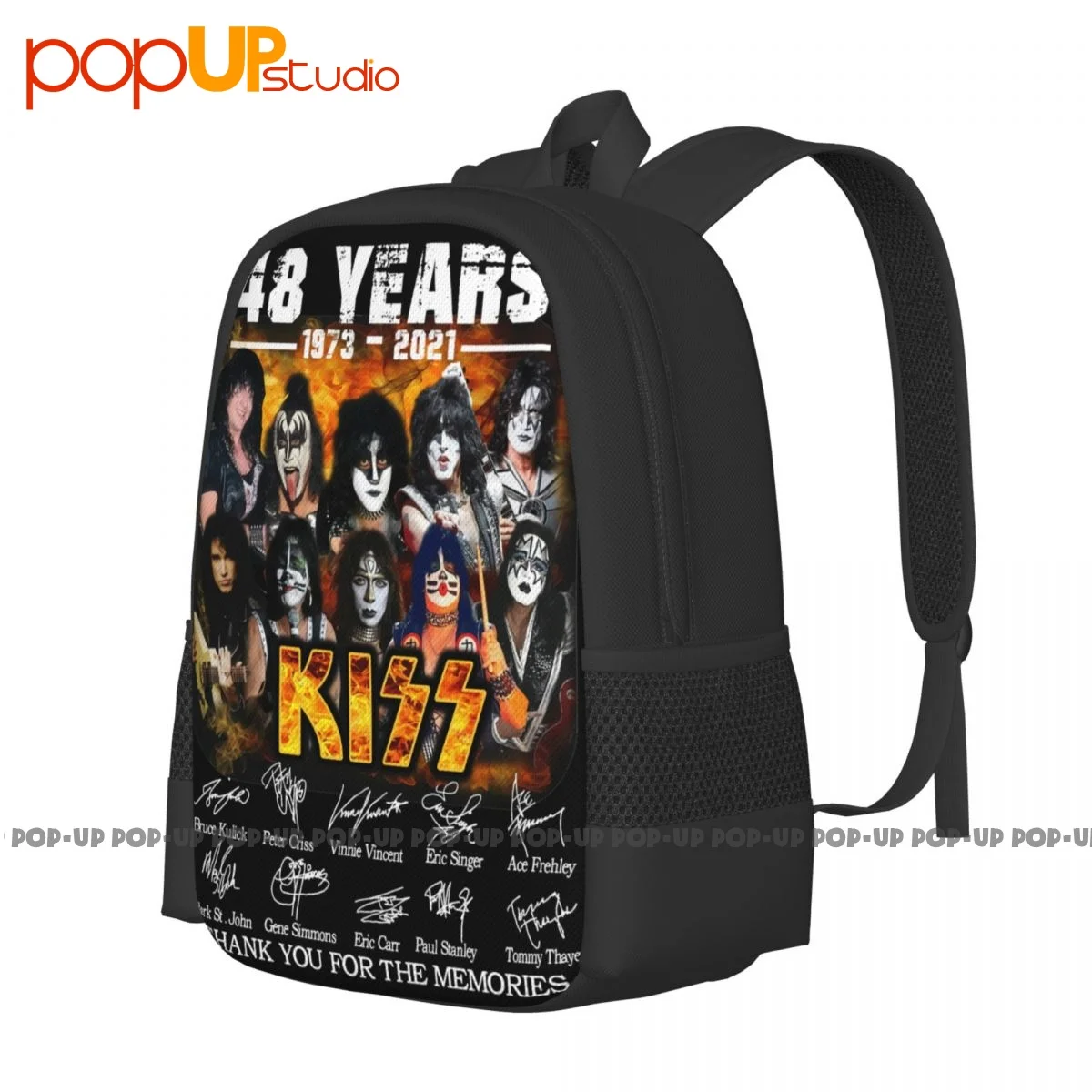 48 Years 1973 2021 Kiss Signa Tures Backpack Large Capacity Bookbag Shoe Bag Gymnast Bag Large Capacity