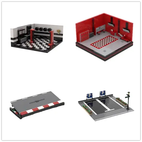 MOC Classic City Garage Scene Building Blocks Modular Model Education Enlightenment Children's Birthday Toy Bricks Gifts