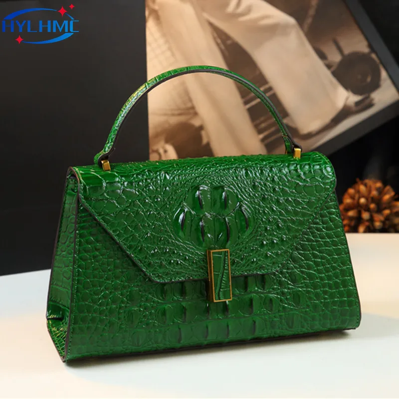 Luxury Fashion Crocodile Pattern Women Handbags Lady Shoulder Messenger Bag Genuine Leather Portable Small Shell Bags