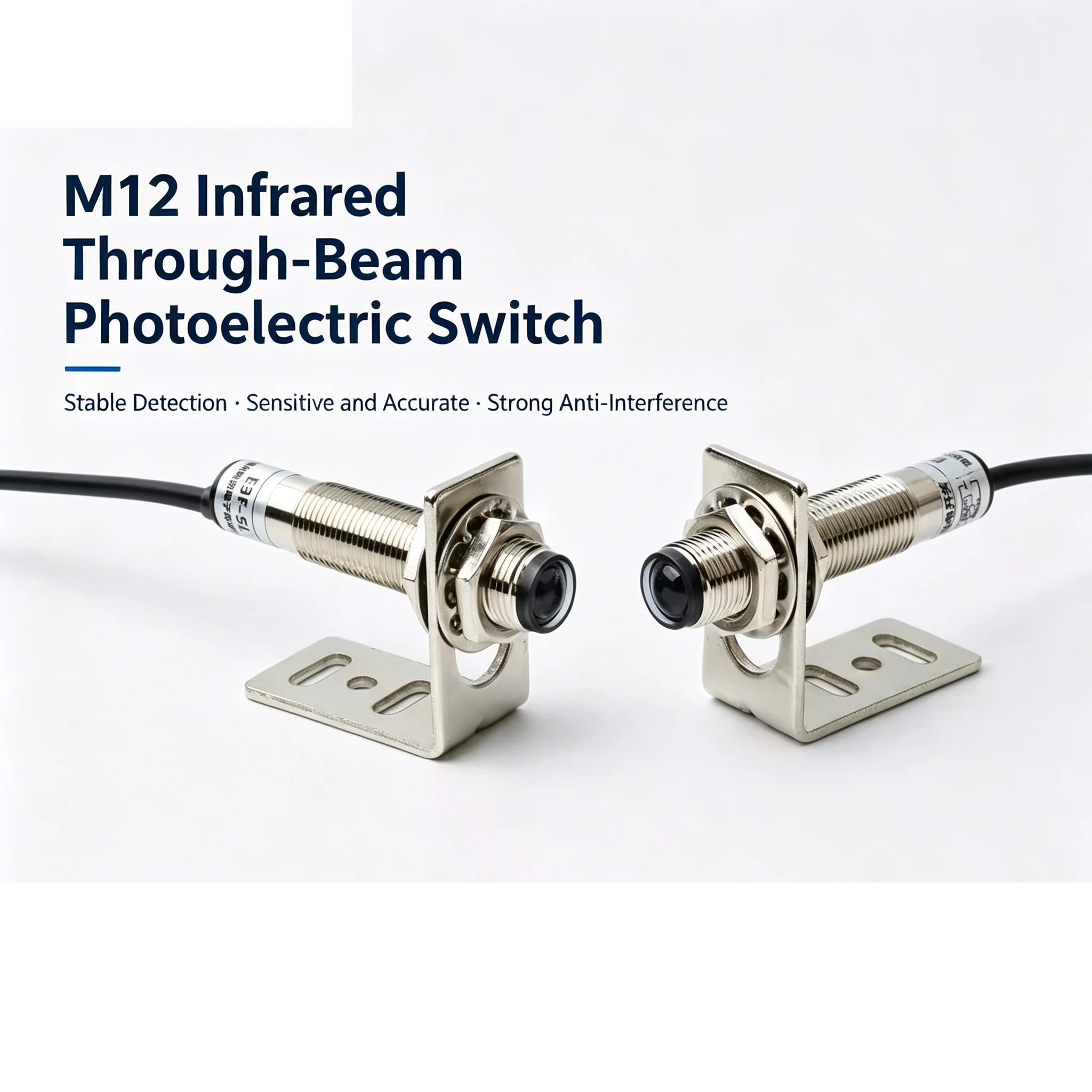 30cm Infrared Diffuse Reflection Photoelectric Sensor M12 Waterproof Laser Switch Opague Visible Material Optoelectric Sensor