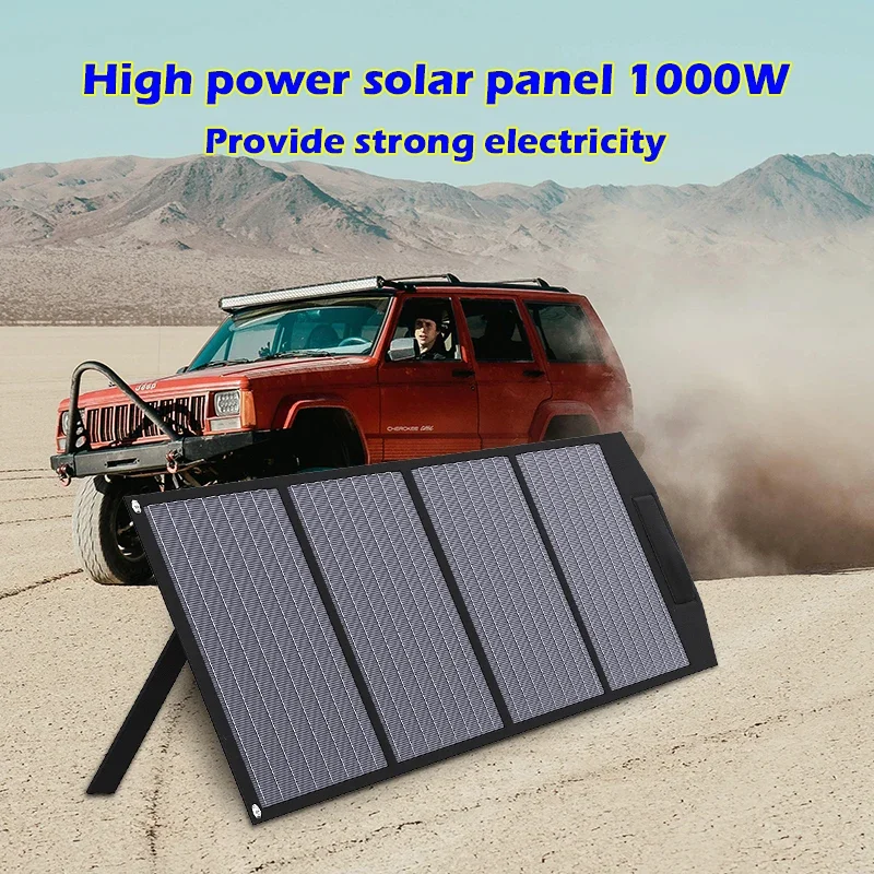 1000W Foldable Solar Panel Portable Charger USB+DC Power Supply Solar Panel Portable Power Supply for Outdoor Camping and Touris