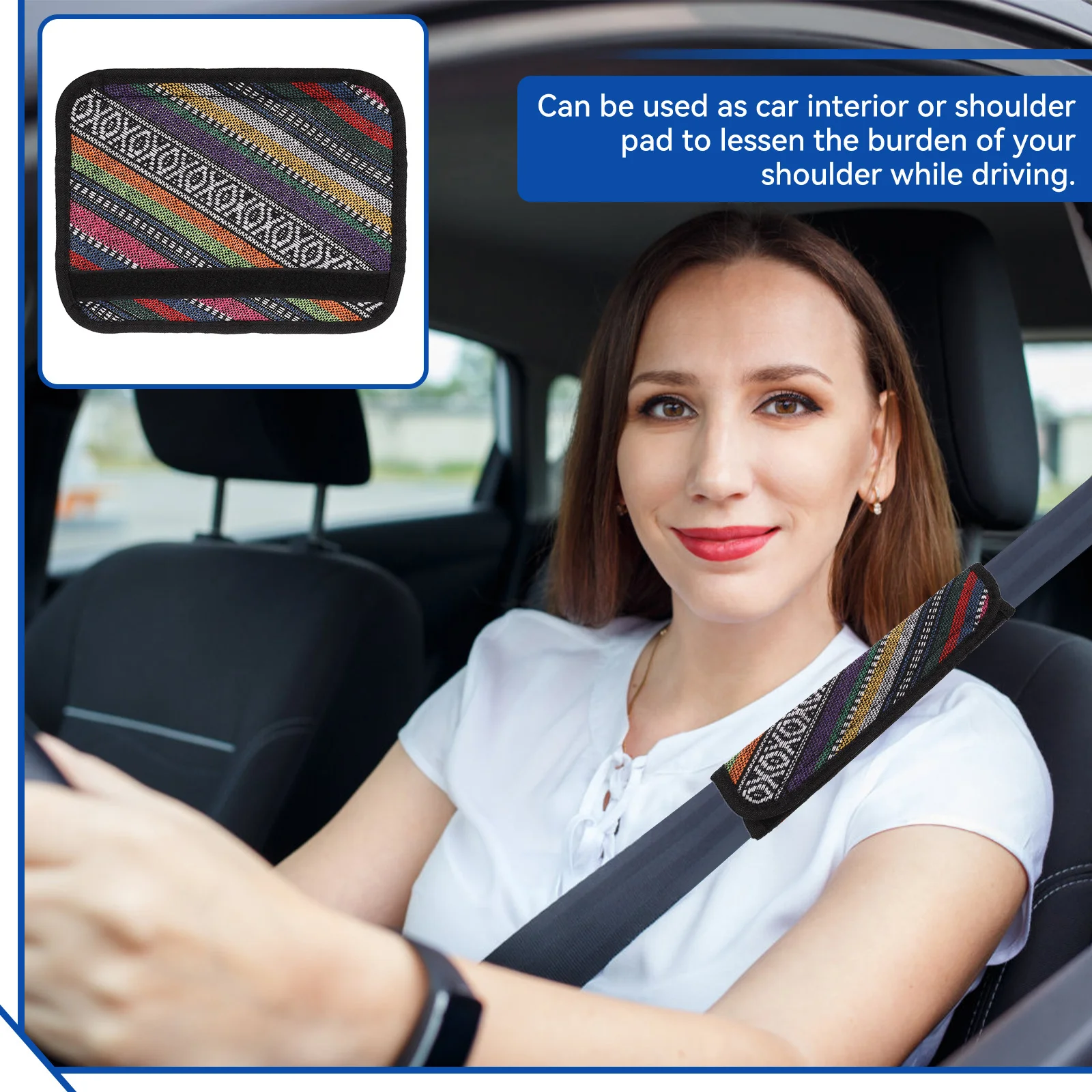 

Stylish Car Seat Shoulder Protector Ethnic Style Pad for Suv Truck Reduce Stress Decorate Interior Car Cover Protector