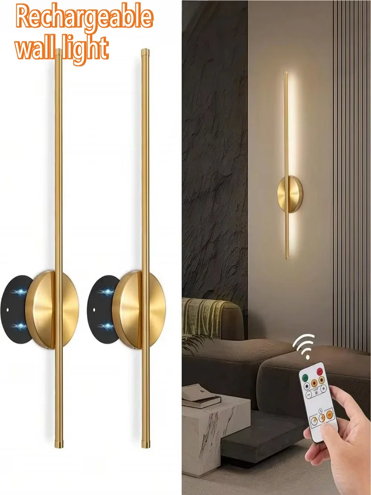 LED Wiederaufladbare Wandleuchte 360 ° Einstellbarer kabelloser Fernbedienungs-Touch-Schalter für Spiegelbeleuchtung, Schlafzimmer, Badezimmer, Arbeitszimmer, 50 cm