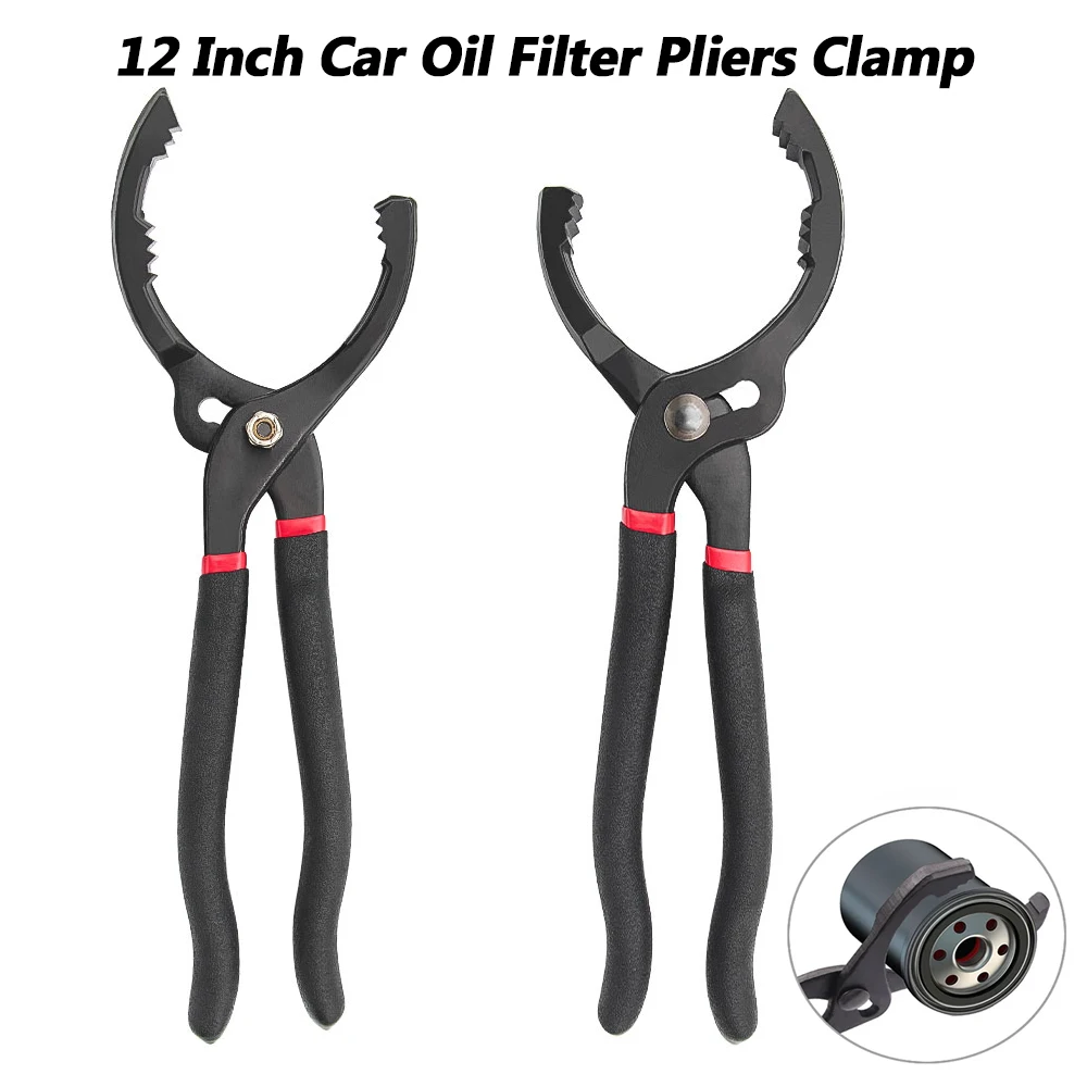 

1 шт. 12-дюймовые плоскогубцы для автомобильного масляного фильтра, зажимной ключ, инструмент для удаления масляного фильтра, инструмент для разборки, ключ для фильтрующего элемента 15 ° Изгибная рукоятка