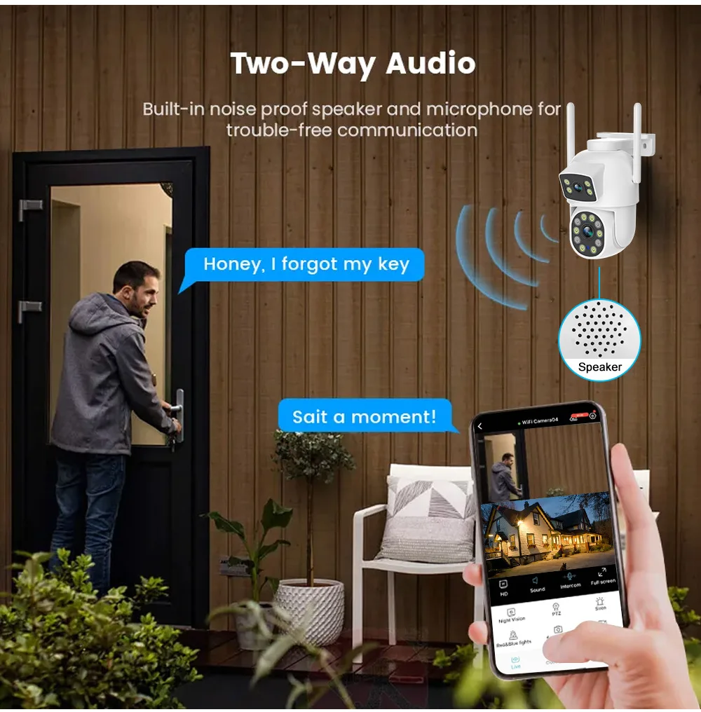 Uzoom 6MP Wireless PTZ Camera UHD Color Night Vision 2.4G Wifi IP Camera Outdoor Auto Tracking Home Surveillance Cam