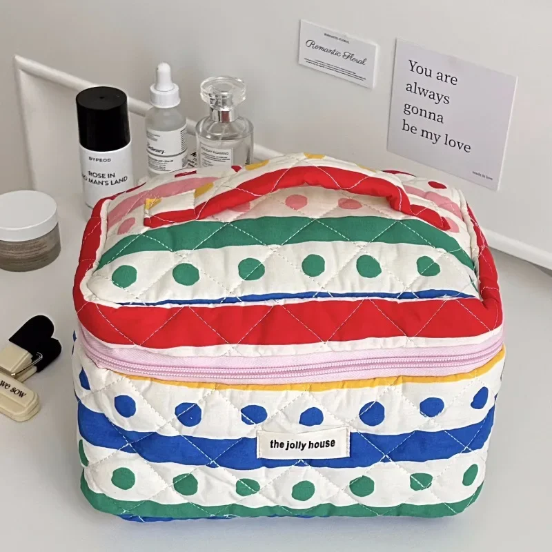 Polka Dots Ladies Cosmetic Bags Large Capacity Women\'s Makeup Handbags Girls Pencil Case Travel Portable Female Storage Bag