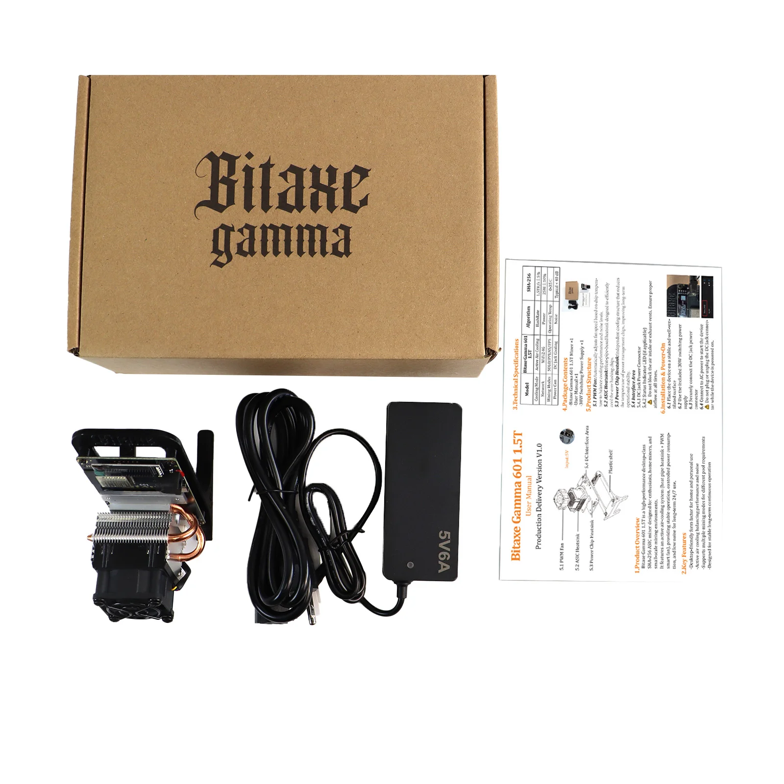 Bitaxe Gamma 601 1.5TH/S SHA256 Bitcoin Miner 18~25W Macchina per Mining Criptovalute ASIC a Bassissimo Consumo Energetico per Uso Domestico