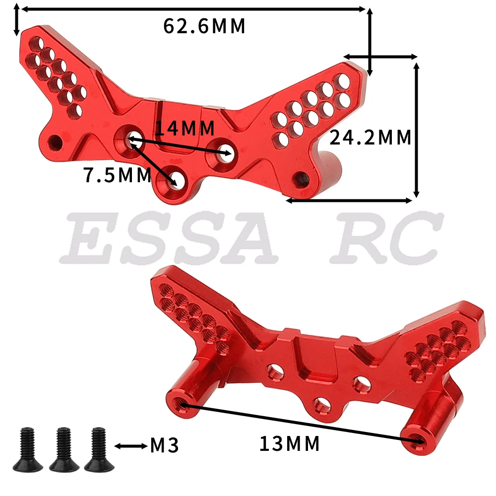 Metal Alloy Amortecedor dianteiro e traseiro, Stay Mount para Tamiya TT02B, TT-02B, 1/10 RC Car, Peças de atualização, Acessórios