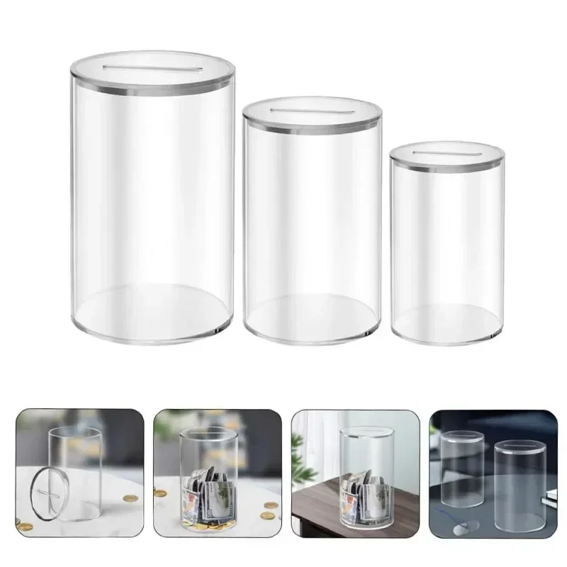Tirelire en acrylique transparent pour adultes, boîte d'économie d'argent, véritable tirelire, pause à ouvrir