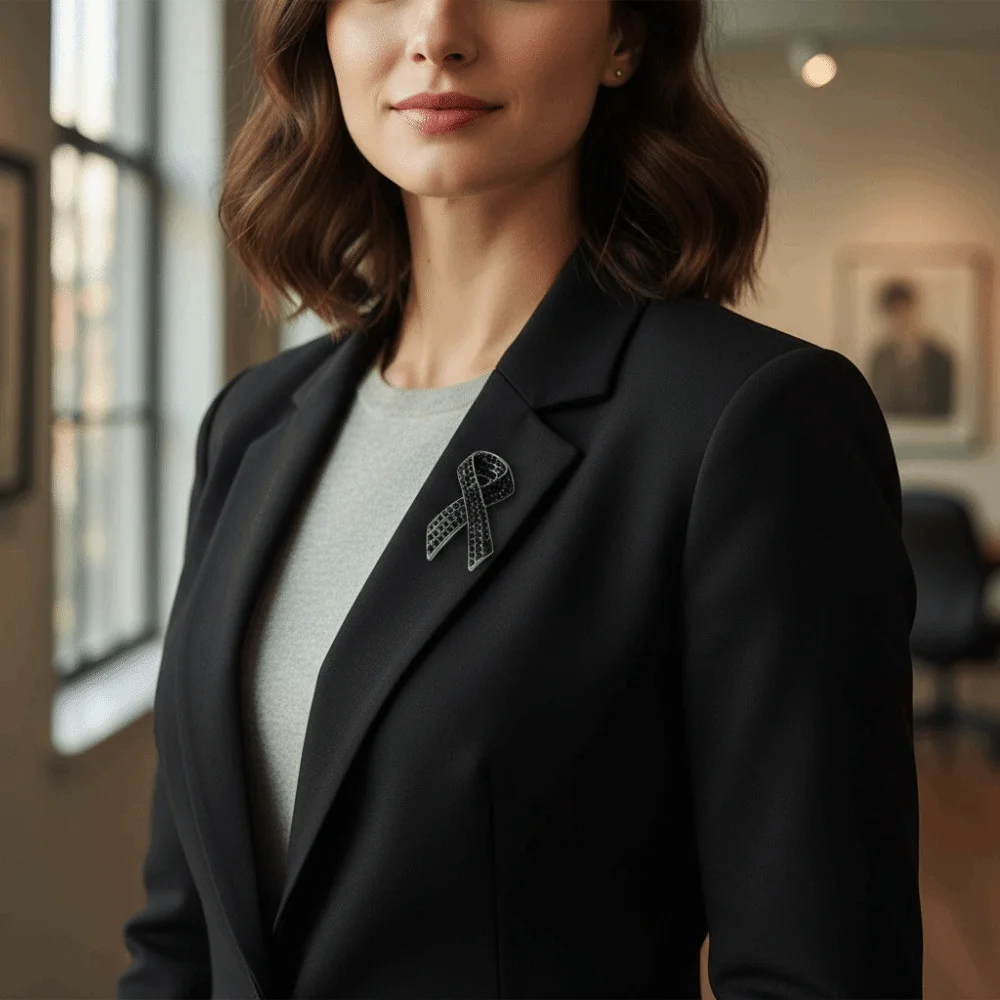 حجر الراين كريستال الشريط الأسود دبوس الوعي سرطان الملفوف جنازات تذكارية دبوس التلبيب دبوس سرطان الثدي القوس الأسود بروش دبوس #4