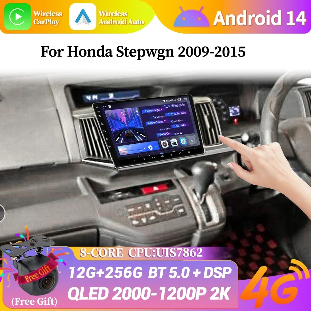 

Android 14 For Honda Stepwgn 2009-2015 Car Radio Multimedia Navigation Wireless BT CarPlay 4G GPS Head Unit Stereo Touch Screen