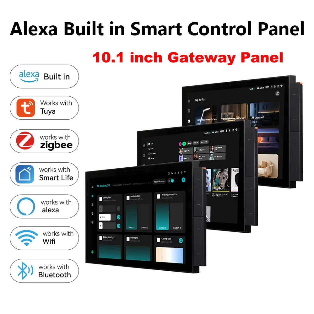 

2026 10 Inch Intelligent Screen Zigbee Sigmesh Touch Panel Gateway Panel Tuya Smart Home Zigbee Gateway Music Center Panel Alexa