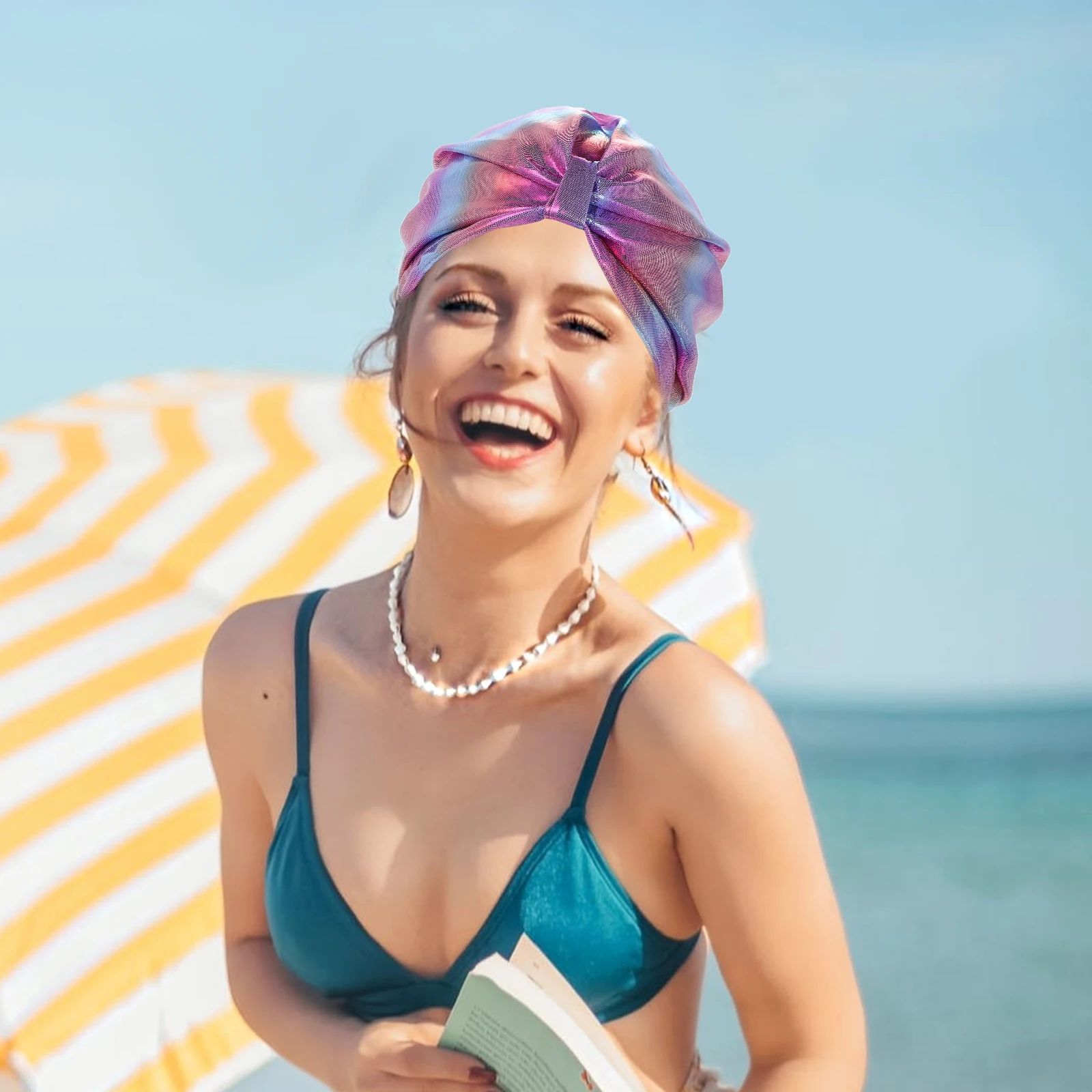

Bright Color Swimming Caps Lightweight Comfortable Women Girls Waterproof Swim Hat Hair Protection Fashion Style