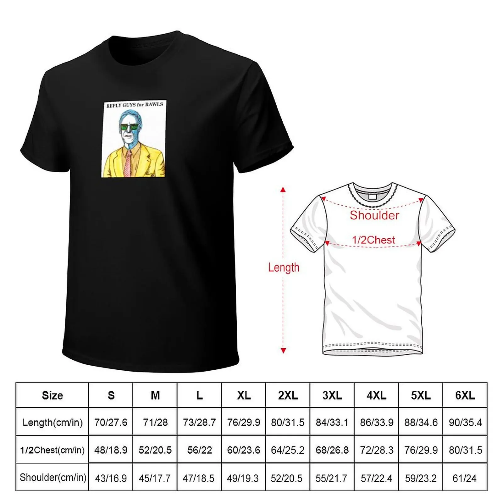 Philosopher Doodle Portrait: Reply Guys for Rawls T-Shirt Creative Graphic Tee Shirt