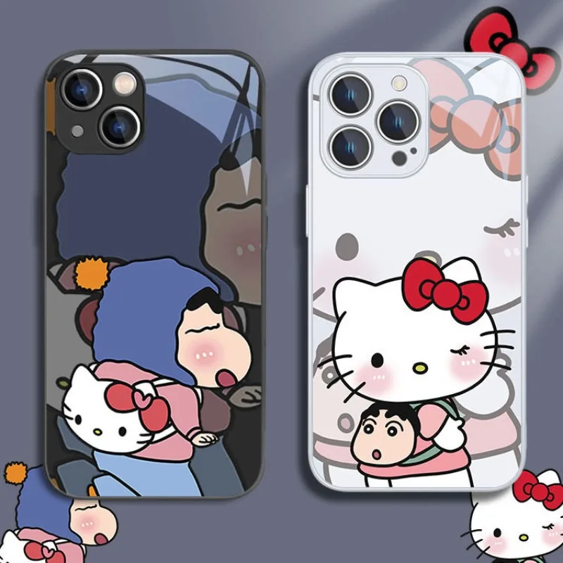 

Kawaii Hello Kitty Sanrio Student Cute Cartoon Couple iPhone Shell Mobile Phone Protection Case Phone Decor Gift for Girls