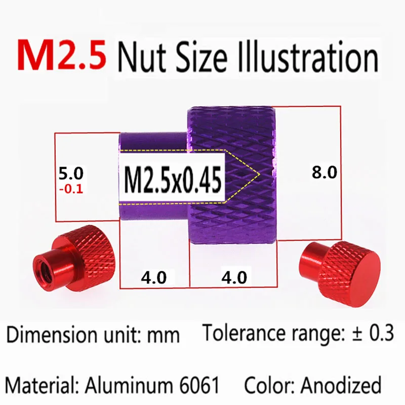 1Pcs M2 M2.5 Blind hole Aluminum Thumb Nuts Frame Hand Tighten Flange Nut Step Knurled Thumb Nut for FPV RC Models