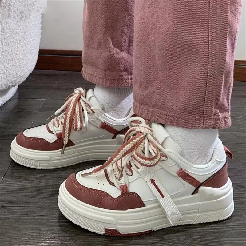 White Women Platform Sports Shoes Sneakers Kawaii Vintage Vulcanize Casual Fashion Tennis Female Flats Vulcanize Shoes