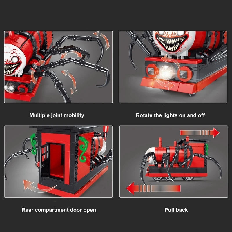 Pociąg pająk kreskówka potwór gra klocki Moc Choo-Choo Charles horrory pociągi parowe cegły zabawki dla dzieci