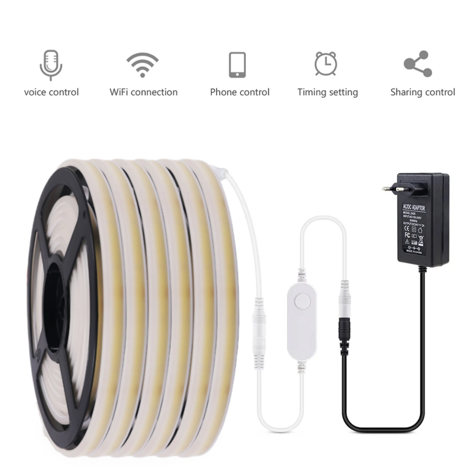 Imagem -06 - Tuya Smart Wifi Cob Neon Led Strip Light Tubo de Sílica Gel Luz de Fundo de Fita Faça Você Mesmo Diode Lamp Funciona com Alexa Google Home 320leds por m 10m