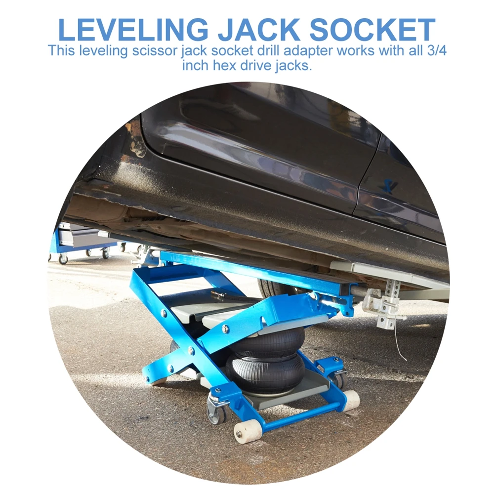 

Leveling Scissor Jack Socket Drill Adapter Chrome Plated Carbon Steel Strong Stable Reduce Effort Raise Lower Jack Drive Jacks