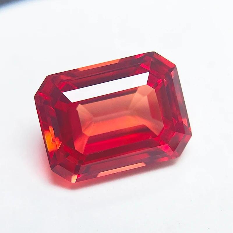 Lab Grown Padparadscha Emerald Cut Fire Lotus Color High Quality Loose Gemstone For Jewelry Making Selectable Certificate
